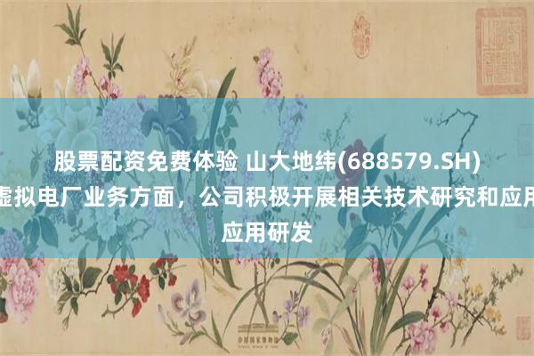 股票配资免费体验 山大地纬(688579.SH)：在虚拟电厂业务方面，公司积极开展相关技术研究和应用研发