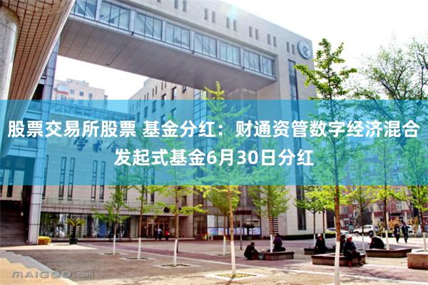 股票交易所股票 基金分红：财通资管数字经济混合发起式基金6月30日分红