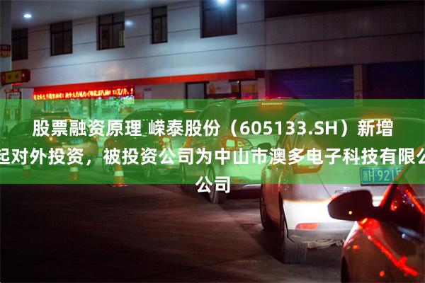 股票融资原理 嵘泰股份（605133.SH）新增一起对外投资，被投资公司为中山市澳多电子科技有限公司