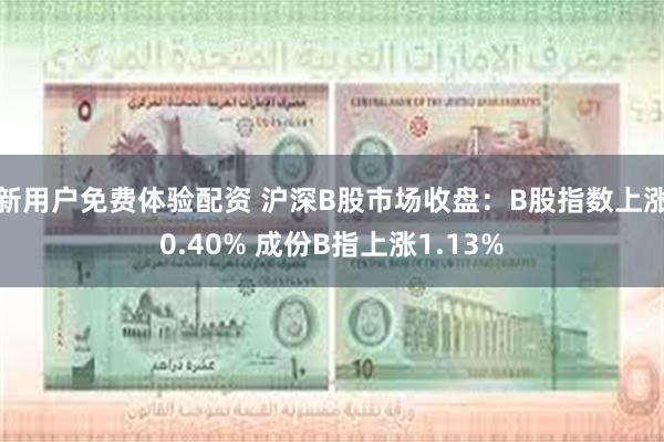 新用户免费体验配资 沪深B股市场收盘：B股指数上涨0.40% 成份B指上涨1.13%